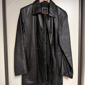 90s JLC New York Leather Jacket Coat Long - Medium